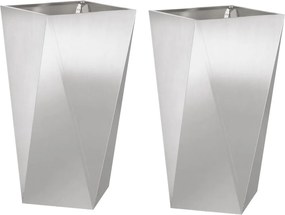 vidaXL Jardinieră 2 pcs Argintiu 40 x 40 x 75 cm Oţel inoxidabil