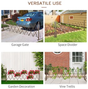 Outsunny Gard de Grădină cu Lățime Reglabilă, Gard de Grădină Multifuncțional din Metal și Aluminiu, 300x31x103,5 cm, Maro Închis