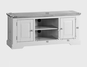 Comodă TV lemn masiv gri Ives Personalizabil, 135 × 44 × 59 cm