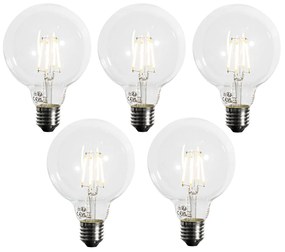 Set de 5 becuri LED E27 dimabile G95 5W 450 lm 3000K