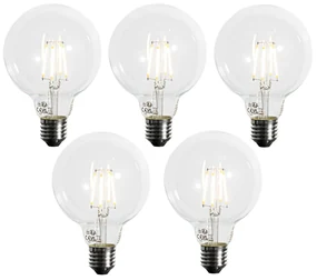 Set de 5 becuri LED E27 dimabile G95 5W 450 lm 3000K