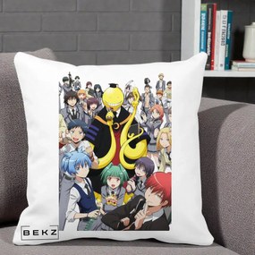 Perna Personalizata Assassination Classroom Grup Complet Anime, 40x40 cm, Alba Mata, Husa Detasabila, Perna Inclusa, BEKZ®