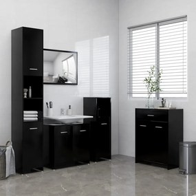 Set mobilier de baie, 4 piese, negru Negru, 1