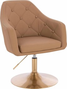 HR831N Scaun Caramel Piele Ecologica Premium Soft cu Bază Aurie