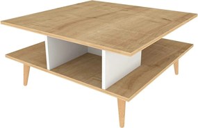Masuta cafea Akya, stejar/alb, PAL, 89x89x44 cm