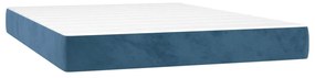 Pat box spring cu saltea, albastru inchis, 140x190 cm, catifea Albastru inchis, 140 x 190 cm, Design simplu