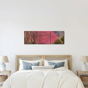 Tablou cu copaci înfloriți (cu ceas) (90x30 cm)