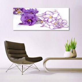 Tablou pe sticla Flori Floral Violet Alb
