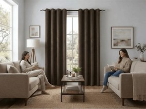 Draperie opaca DUNES VELVET 140x250 cm, maro Agatat: Inele metalice