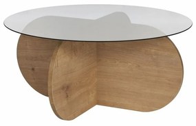 Măsuță de cafea Aeris Sapphire Oak cu sticlăfumurie