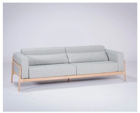 Canapea cu structură din lemn de stejar Gazzda Fawn Plus, 240 cm, albastru - gri