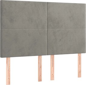 vidaXL Tăblie de pat gri deschis 144x5x118/128 cm catifea