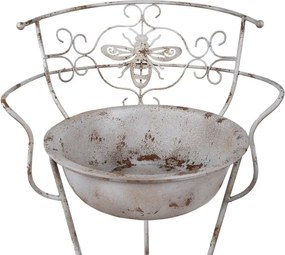Lavoar decorativ de gradina, alb, din metal, aspect vintage, Abeille