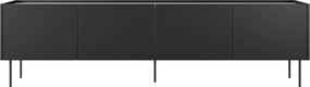 Comodă TV cu picioare metalice Desin 220 cm - negru mat / stejar nagano