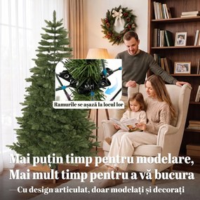 HOMCOM Brad artificial de Crăciun Brad Nobil, 1161 ramuri, 210 cm, verde | Aosom Romania