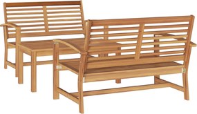 vidaXL Set de canapele pentru grădină 3 pcs natural Lemn solid de tec