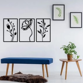 SET 3x decorațiune de perete 78x39 cm metal flori