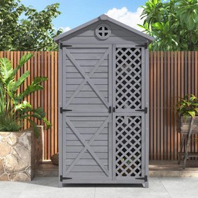 Depozit de mobilier de grădină din lemn pentru exterior, magazie de unelte rezistentă la intemperii, cu mult spațiu de depozitare și construcție din lemn stabilă, 90×56,5×175,3 cm, Gri