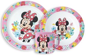 Disney Minnie Spring Set de masă, set micro plastic cu cană 265 ml