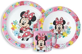 Disney Minnie Spring Set de masă, set micro plastic cu cană 265 ml