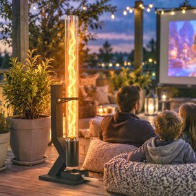 Outsunny Sobă pe peleți pentru exterior 13 kW cu tub, negru | Aosom Romania