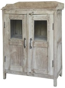 Dulap din lemn reciclat, cu usi din sticla, aspect vintage, Grimaud