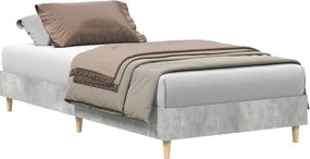 vidaXL Cadru de pat fără saltea Gri beton 100x200 cm Lemn prelucrat