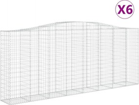 vidaXL Coșuri gabion arcuite 6 buc. 400x50x160/180 cm, fier galvanizat