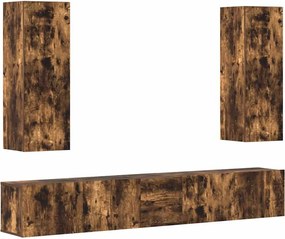 vidaXL Set dulapuri TV, 5 piese, stejar fumuriu, lemn prelucrat