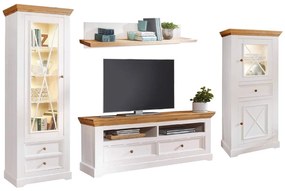 Set Living Iris, Model A, Lemn Masiv, Alb-Natur