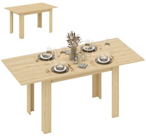 HOMCOM Masă de dining extensibilă, masă de bucătărie rectagulară, pentru 6-8 persoane, 140-180 x 80 cm, efect lemn natural | Aosom Romania