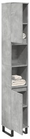 vidaXL Dulap de baie, gri beton, 30x30x190 cm, lemn prelucrat