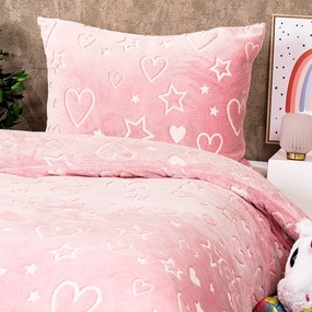 4Home Lenjerie de pat luminoasă din microflanelHeart, 140 x 200 cm, 70 x 90 cm
