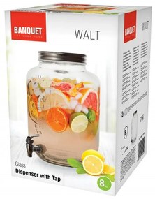 Recipient de sticlă Banquet WALT cu robinet, 8 l,