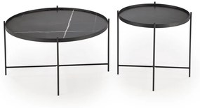Set 2 mese de cafea Julieta marmura neagra/negru