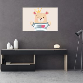 Tablou - Teddy ursuleț cu coroană (90x60 cm)