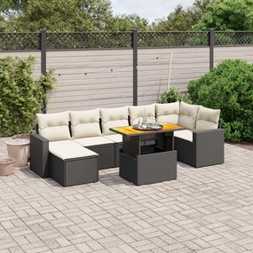 vidaXL Set mobilier de grădină cu perne, 8 piese, negru, poliratan