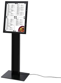Vitrina meniului cu iluminare LED 4 x A4, negru