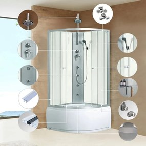 Cabină de duș cu hidromasaj Karolina WH cu tavă adâncă curbată