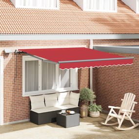 Marchiză Manuală Retractabilă cu LED Roșie 350x250 cm