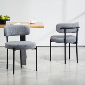 HOMCOM Set de 2 scaune de masă cu spătar din material picioare din oțel 51 x 51 x 76 cm gri | Aosom Romania