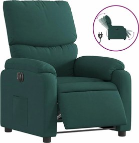 vidaXL Fotoliu rabatabil electric, verde închis, material textil