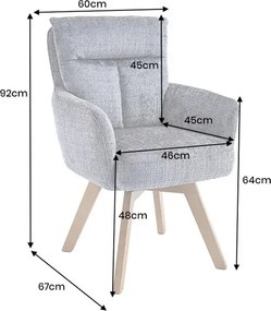 Set de 2 scaune pivotante picioare din lemn Big George gri chenille