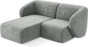 Colțar gri cu tapițerie din chenille (cu colț pe partea stângă/cu șezlong) Lani – Makamii