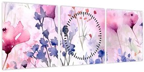 Tablou - Acuarelă pajiște (cu ceas) (90x30 cm)