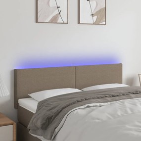 3121334 vidaXL Tăblie de pat cu LED, gri taupe, 144x5x78/88 cm, textil
