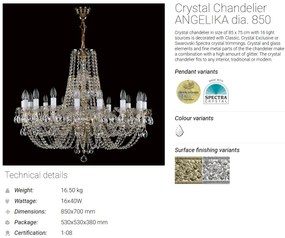 Candelabru Cristal Bohemia Exclusive 16 brate, diam.85cm ANGELIKA dia. 850 CE
