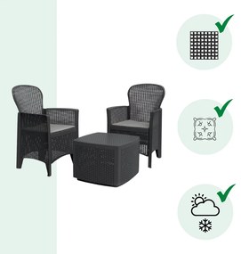 I.P.A.E-Progarden Set de grădină TREE, 3 piese, antracit