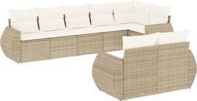 vidaXL Set canapele de grădină, 8 piese, cu perne, bej, poliratan