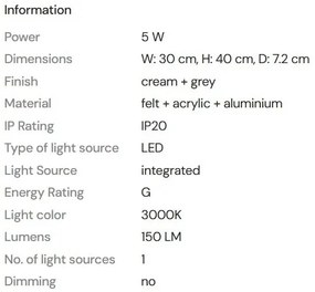 Aplica de perete LED design decorativ Deux crem